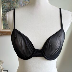 Calvin Klein Black Sheer Embroidered Underwire Bra